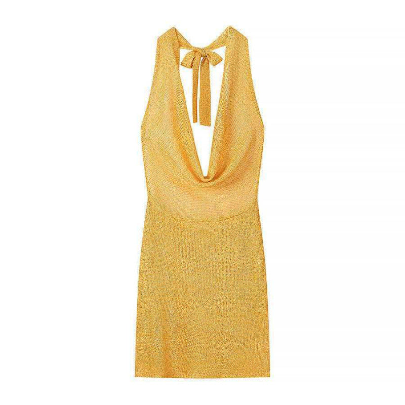 Vestido tejido de cuello halter
