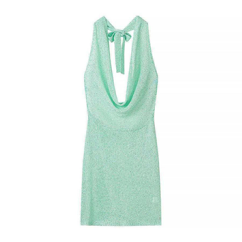 Vestido tejido de cuello halter