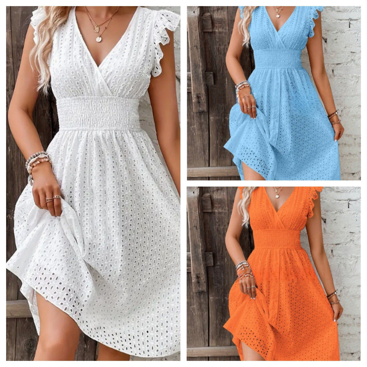 Lotus-leaf sleeve dress