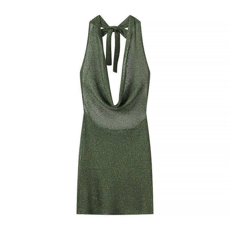 Vestido tejido de cuello halter
