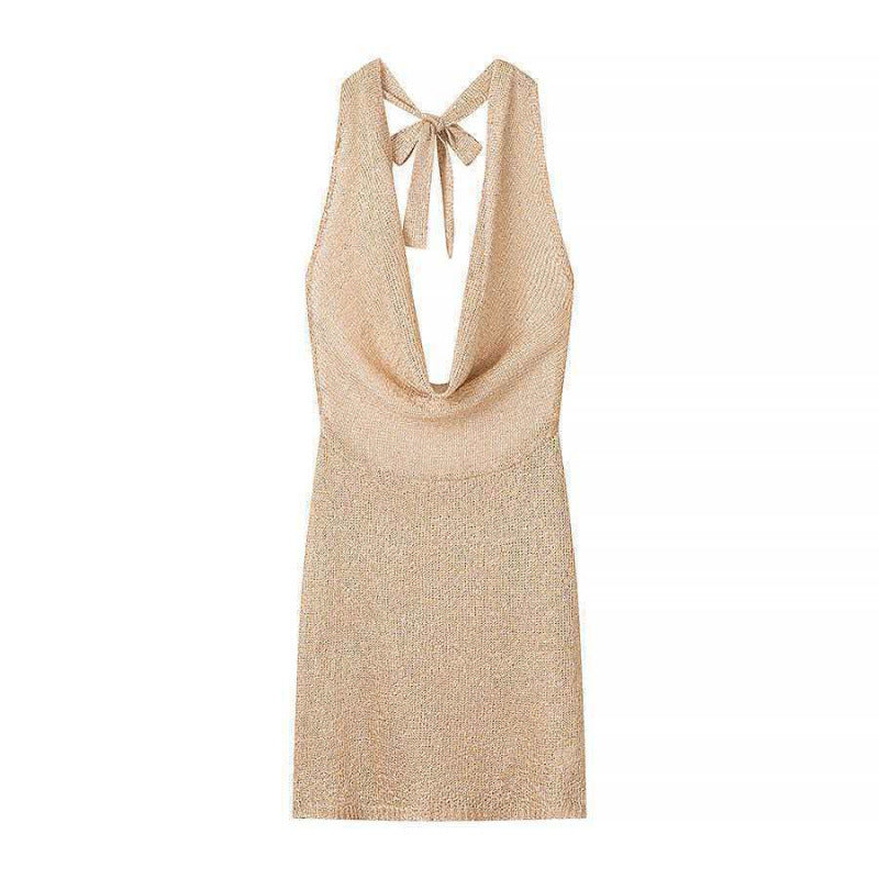 Vestido tejido de cuello halter