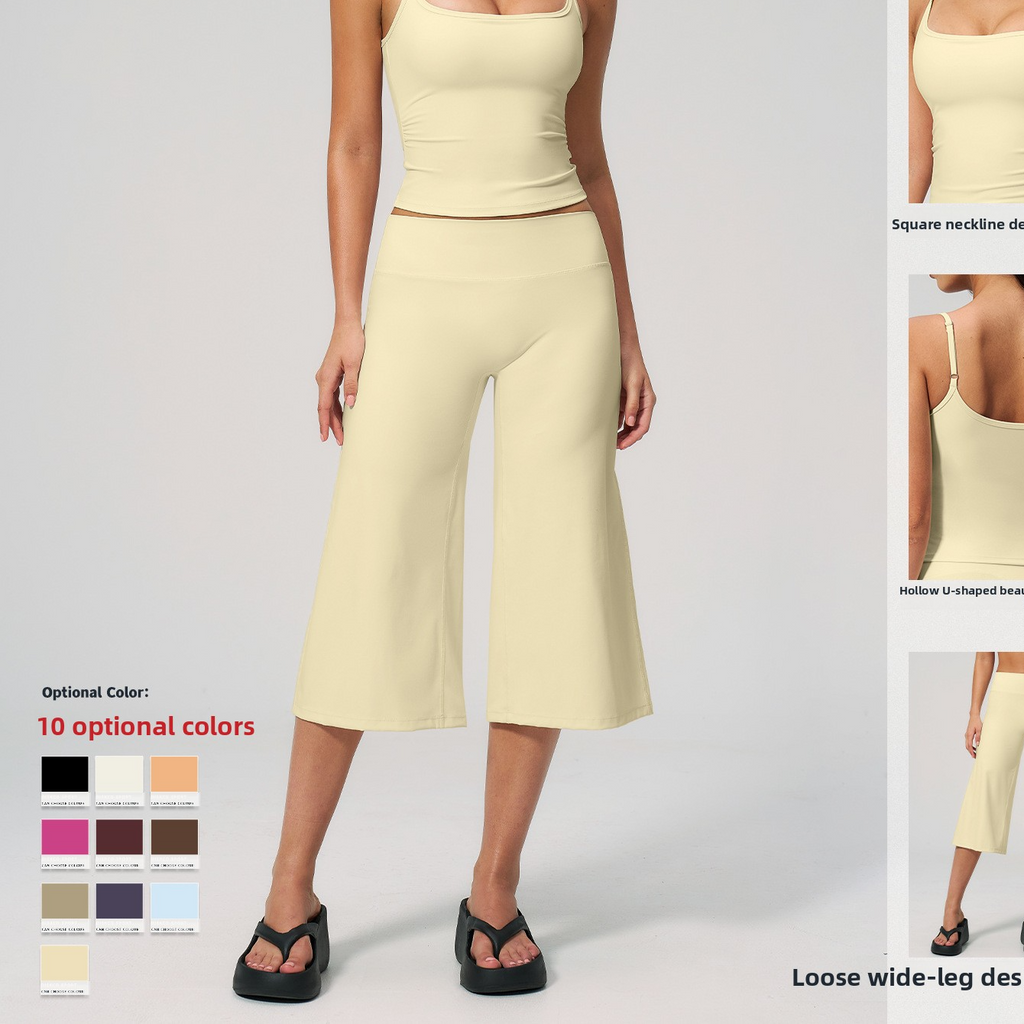 Conjunto de chaleco para yoga con tirantes y shorts de cintura alta
