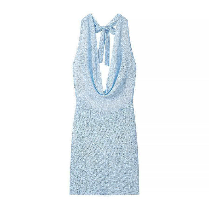 Vestido tejido de cuello halter