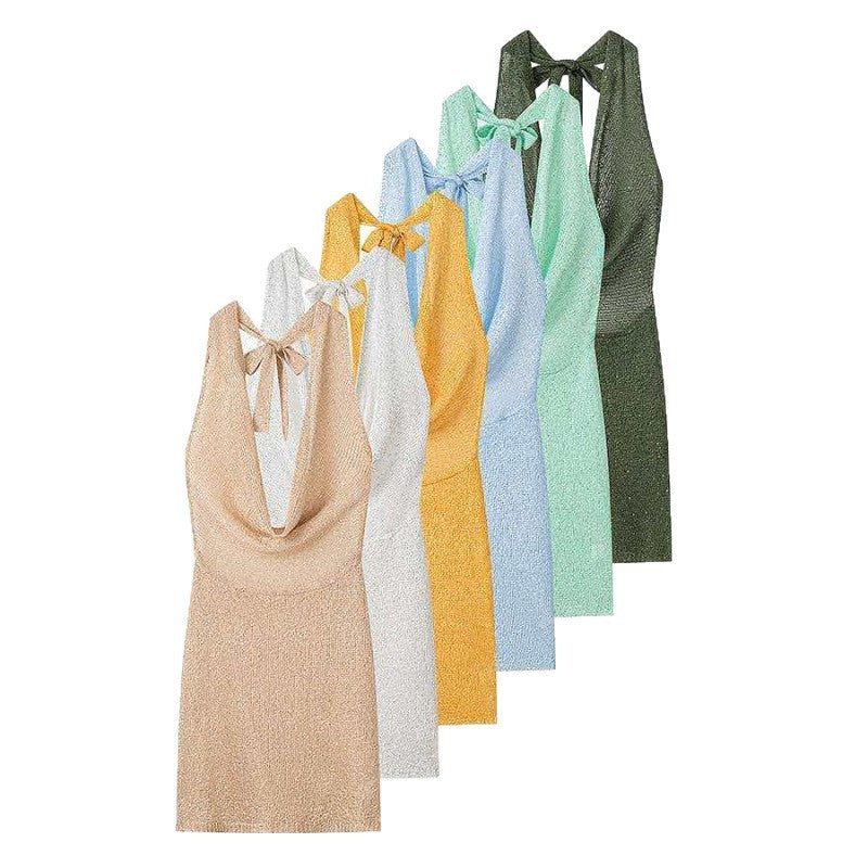 Vestido tejido de cuello halter